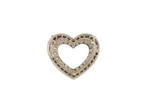 Colgante de doble capa en forma de corazón abierto de oro blanco de 18 quilates con diamantes negros y diamantes blancos engastados, joyería romántica y audaz para mujer. - Product Image 2