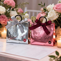 Tas Hadiah Khusus Untuk Anda Dengan Pegangan Desain Cetak Timbul Kotak Kertas Warna Perak Pink Kemasan Hadiah