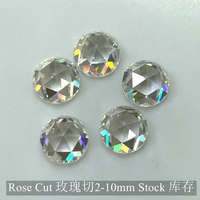 Moissanite brute ronde de 2,0-12 mm, super blanche, qualité GRA, prix de gros, moissanite à taille rose à dos plat