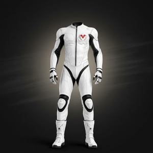 Combinaison de course moto en nylon personnalisable, imprimée en noir et blanc, une pièce, manches longues, équipement de conduite - Product Image 1