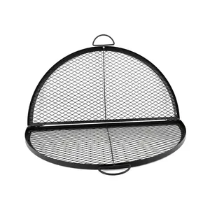 Dobrável Round X Wire Cooking Grill Grelhas Ao Ar Livre BBQ Campfire Grill Grade Com Alça Portátil