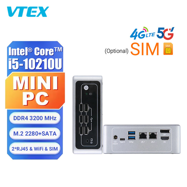 I5-10210U 4G 5G Module Ready Mini PC Triple Display DP Type-C 2.5G LAN Linux Computers Wall Mounted Office Mini Pc Win 11