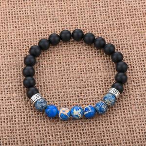 Free Shipping Handmade Zinc Alloy Natural Stone <b>Beaded</b> <b>Bracelet</b> for Men Trendy Blue Onyx Anniversary New Dream - Product Image 5