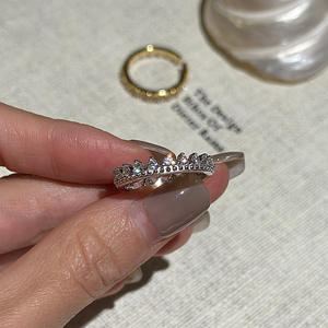 S925 Pure Silver Diamond <b>Ring</b> Vintage Design with Luxurious Zircon Simple yet Fashionable <b>Adjustable</b> <b>Ring</b> - Product Image 4