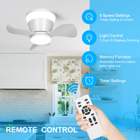 Ventilateur de plafond intelligent à LED avec conversion de fréquence, moteur AC/DC, 6 vitesses, contrôle par application, fonctionnement silencieux