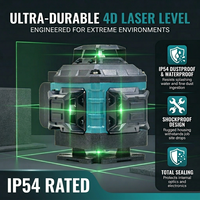 Niveau laser vert 4D 16 lignes 360° auto-nivelant avec trépied, niveau laser croisé extérieur haute précision