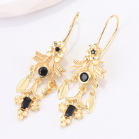 Nouvelles boucles d'oreilles pendantes bohèmes vintage en forme de feuille et de fleur, plaquées or, en laiton multicolore, vertes, avec crochet en cristal, cadeau