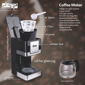 Dsp Professional Electric Drip <b>Coffee</b> <b>Maker</b> 800W 10-12 Cups With Glass Carafe For Home Office Use - Product Image 1