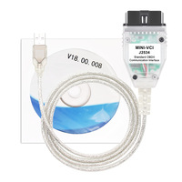 MINI VCI V18.00.008J2534 FT232 Herramienta de Diagnóstico para Automóviles, Interfaz OBDII 9-16V, Portátil, Transparente/Negro/Plateado, Garantía de 3 Meses