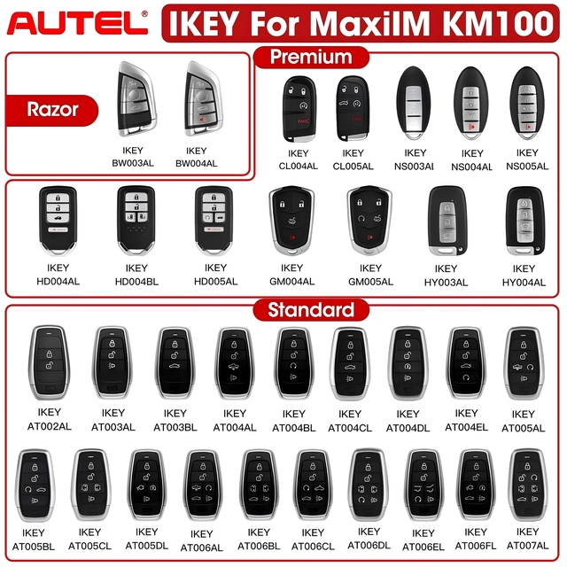Autel MaxiIM KM100 IKEY Newest Series Universal Programmable Smart Car Key Fob for BMW/Hyundai/Nissan/Chrysler/Ford/Honda/GM