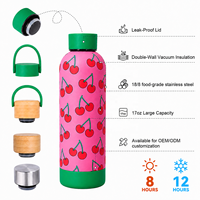 Bouteille isotherme personnalisée 500 ml en acier inoxydable à double paroi, finition caoutchouc mat, couvercle à vis, anti-fuite, isolation thermique 12-24 heures