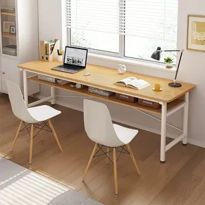 Simple Cheap Structure Buildable Furniture Double Working Study Long Writing Laptop Desk