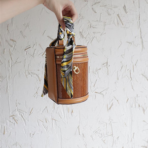 July 7th Bamboo Woven Bucket Bag 7 Inch Portable Crossbody Bag For Women Everyday Use - Product Image 3