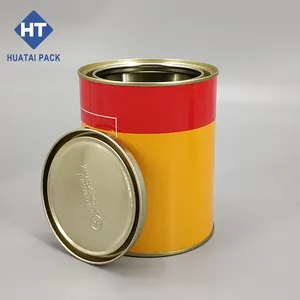 Doğrudan tedarik kolu kapağı 250ml 500ml 1 litre 2 litre boş metal boya kutusu açık kafa teneke kutu