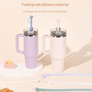 Food Grade Silicone <b>Straw</b> with Dinosaur Hat Dust Plug Cute Cartoon Silicone <b>Straw</b> Compatible with Stanley Tumbler - Product Image 3