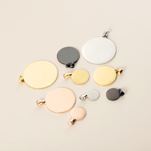 Liontin Kustom Fashion dari Baja Anti Karat Poles Cermin Berlapis Emas dengan <span class=keywords><strong>Logo</strong></span> Kustom Terukir, Liontin Logam Bulat Kosong - Product Image 4