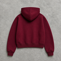 Hoodie personnalisé pour homme, coupe courte et ample, en flanelle de coton épaisse 440 GSM, tricoté gaufré avec passepoil, effet usé