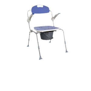 Folding <b>Commode</b> <b>Chair</b> With Seat And Backrest Aluminum Alloy Bathroom Safety Equipment For Elderly Shower Use - Product Image 5