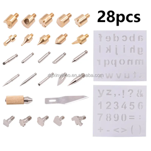 28 pièces en 1 Kit d'artisanat de <span class=keywords><strong>pyrogravure</strong></span> avec pochoirs pour l'artisanat de la <span class=keywords><strong>pyrogravure</strong></span> sur bois, ensemble de gravure au stylo pyrographe - Product Image 3