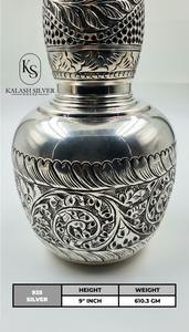 925 Sterling Silver Designer Puja <b>Lota</b> Vessel with Intricate Traditional Carvings 13 Inch Size 1185 Grams - Product Image 2