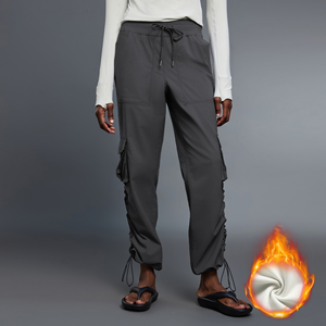 Aoyema Custom <span class=keywords><strong>Donna</strong></span> Gamba larga a vita alta foderata in pile con tasche laterali atletiche traspirante <span class=keywords><strong>pantaloni</strong></span> della tuta - Product Image 4