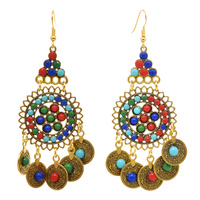 Pendientes bohemios retro largos con flecos, diseño de estilo étnico, gotas para los oídos, venta al por mayor exótica