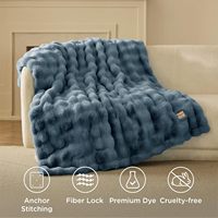 Flauschige Premium Doppellagige Bubble-Kaninchenfell-Nerzdecke Polyester-Kaninchenfell-Bettüberwurf für Doppelbett Winter Sofa Couch