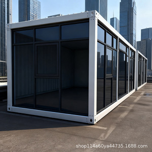 Moderna Oficina en Contenedor de Dos Pisos con Paredes de Vidrio y Escaleras Exteriores, Diseño Rectangular - Product Image 2