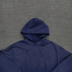Moletom com Capuz Azul Marinho Desbotado com Efeito Ácido, Algodão Pesado, Oversized, <span class=keywords><strong>Streetwear</strong></span>, Unissex, Corte Regular, Promoção - Product Image 2