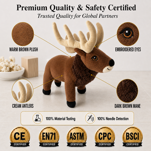 <strong>OPERA</strong> Custom Brown Animal Elk Reindeer Super Soft Plush PP Cotton Embroidered Gloss Lamination Accessories Stuffed Toys Bulk - Product Image 2