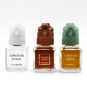 Luxury 50ml Chinese Style Clear Glass Perfume <b>Bottle</b> Cubic Design with Jade Stone Cap <b>Box</b> Custom Logo 70ml 100ml for Packaging - Product Image 5
