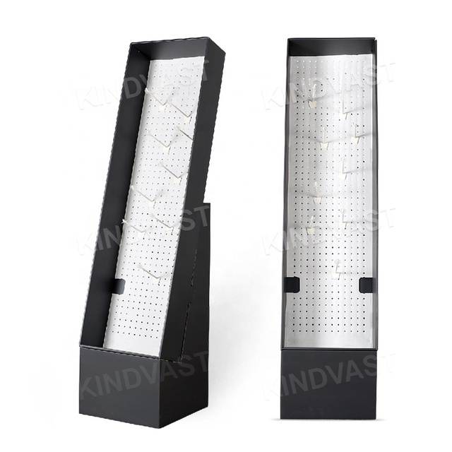POP Pegs Corrugated Cardboard Floor Standing Display Retail Cardboard Paper Sidekick Display With Base for Hanging Items