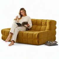 Fauteuil moderne minimaliste en velours, une place, garni d'éponge, pour salon, chambre, balcon, emballage compressé enroulé, tissage gaufré