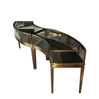 Vitrine à bijoux en acier métallique de luxe moderne, conceptions de comptoirs à bijoux personnalisés avec éclairage LED, présentoirs de parfum pour boutique