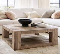 Table basse en bois recyclé, table basse ronde en bois pour salon