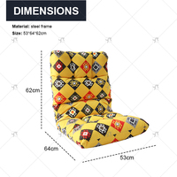 Asiento de Piso Plegable Estilo Bohemio, Cojín Acolchado para Juegos, Silla de Piso Ajustable con Reposabrazos para Adultos