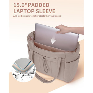 Borsa Tote Morbida di Lusso in Nylon Personalizzata con Cerniera, Borsa Multifunzione alla Moda, Impermeabile con Scomparto per Laptop, per Yoga, Palestra, Viaggio - Product Image 5