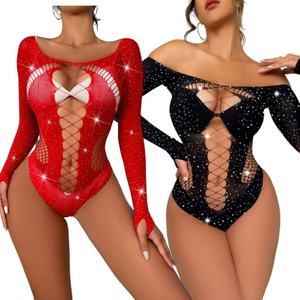 Экстремально сексуальное белье с эффектом бриллиантового сияния: сетчатый боди с длинными рукавами - Product Image 1