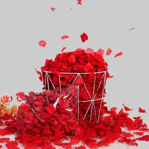 Grosir bunga mawar pernikahan kelopak bunga mawar buatan merah untuk Hari Valentine dekorasi pernikahan