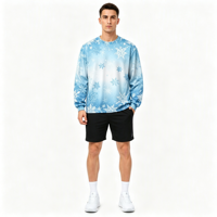 Sweat-shirt décontracté pour homme en polyester à sublimation personnalisée, motif flocon de neige turquoise, impression intégrale pour les fêtes de Noël
