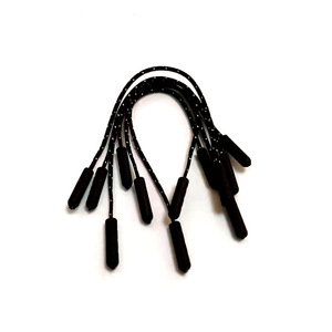 Tirador de cremallera de doble cabezal moldeado por inyección, negro con puntos blancos, cordón de plástico para bolsas de ropa, prendas de vestir, textiles para el hogar y calzado. - Product Image 1