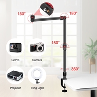 Support de caméra PULUZ à fixation supérieure avec pince en C pour bureau, idéal pour le streaming en direct (noir) - Vente directe usine en dropshipping