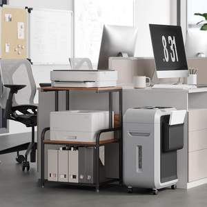 Carrello Porta Stampante Mobile a 3 Ripiani in Legno Massello con Ruote e 2 Ganci, <span class=keywords><strong>Design</strong></span> Moderno per Ufficio e Camera da Letto - Product Image 3
