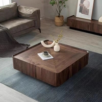 Meubles de salon modernes, table basse carrée, table basse de salon, table basse en bois de noyer, cadre en bois de noyer, métal, simple et moderne