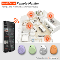 Pengukur kelembaban Digital, 2-Pack Smart Bluetooth nirkabel Mini higrometer untuk suhu kelembaban jam Magnet OEM