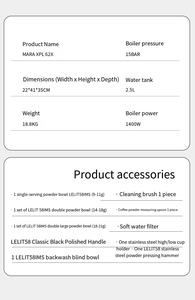 Lelit <span class=keywords><strong>เครื่อง</strong></span>ชงกาแฟระบบหม้อต้ม Machine1เอสเพรสโซ่, <span class=keywords><strong>เครื่อง</strong></span> E61แบบสั่นพร้อมการปรับแรงดันเครื่องชงกาแฟ - Product Image 5