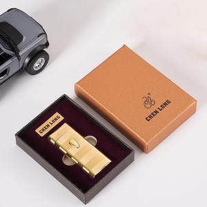 Ultra-Thin Luxury Stripe Induction Ignition Lighter Windproof Metal Butane Gas <b>Refilled</b> Cigarette Torch with Red Flame - Product Image 4