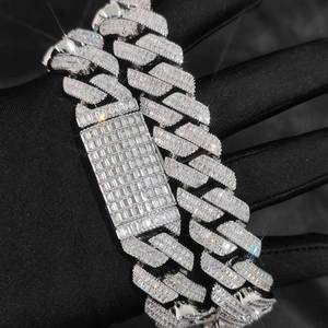 Su misura 20mm 2 righe Baguette CZ zircone con maglia cubana Miami bracciale collana Bling ottone Hip Hop gioielli collana