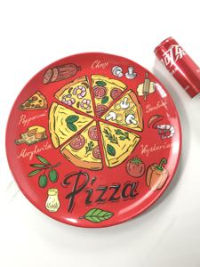 Plateau à <span class=keywords><strong>pizza</strong></span> en mélamine européenne avec motif de dessin animé, utilisation en restaurant, réutilisable, créatif, extra large, durable, incassable, style européen - Product Image 3