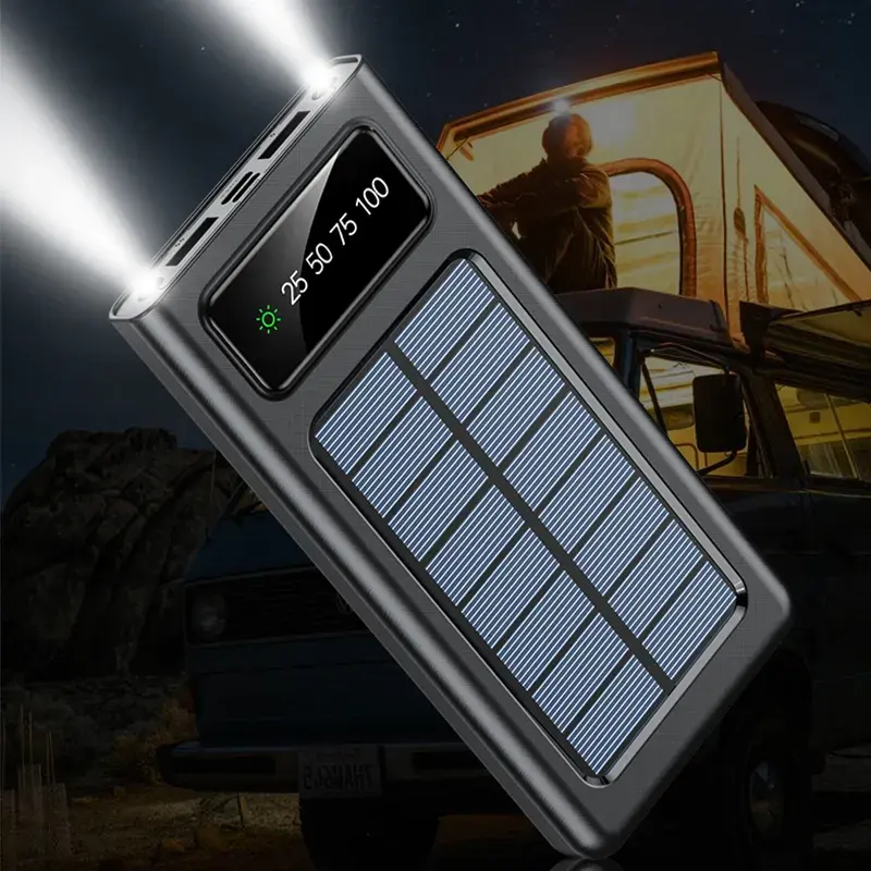 Slim Solar Powerbank mit eingebautem Kabel Schnellladung 10000mah Reisen tragbares Ladegerät Solar Power Bank 20000mah für Telefon